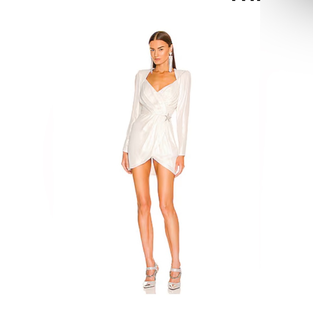 DUNDAS x REVOLVE Harlow Mini Dress in Metallic Ivory. - size S. Fully lined.